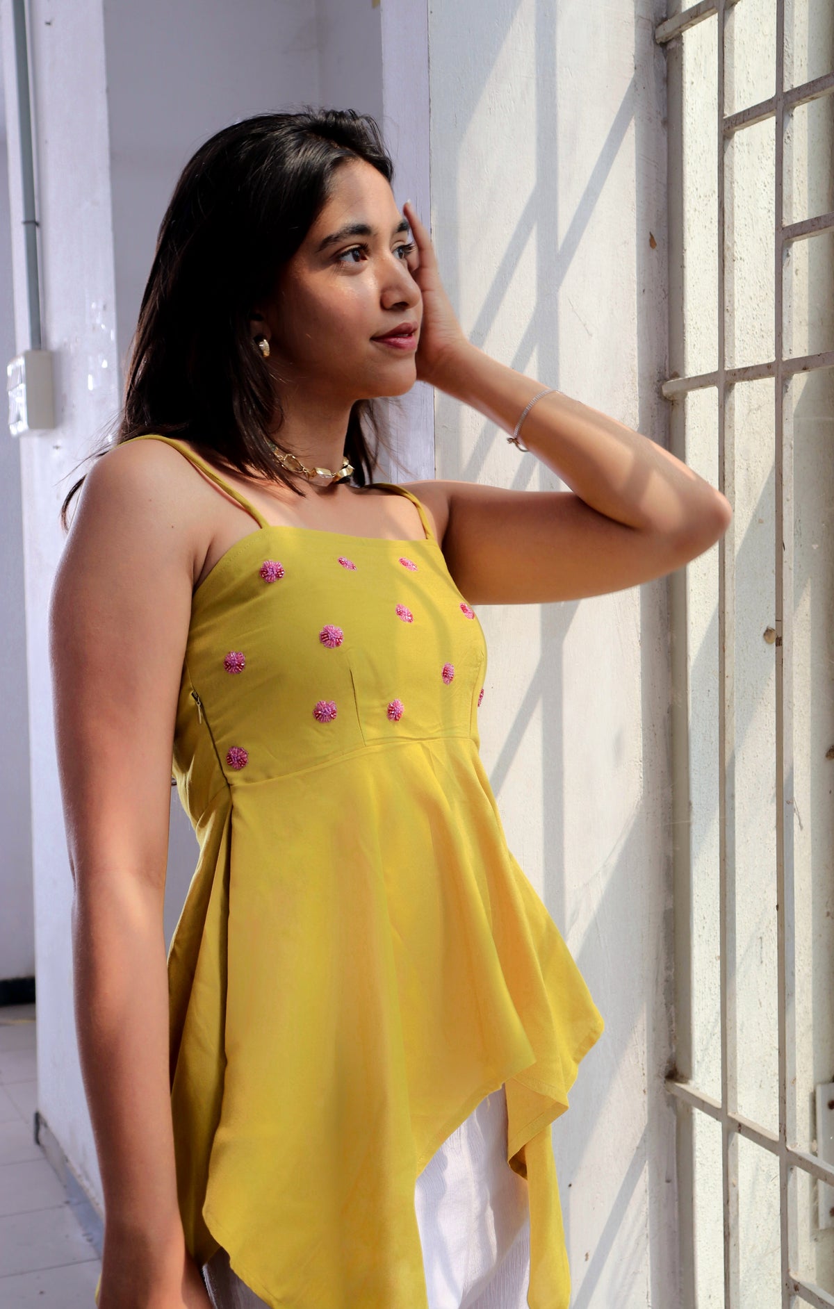 Green bloom peplum