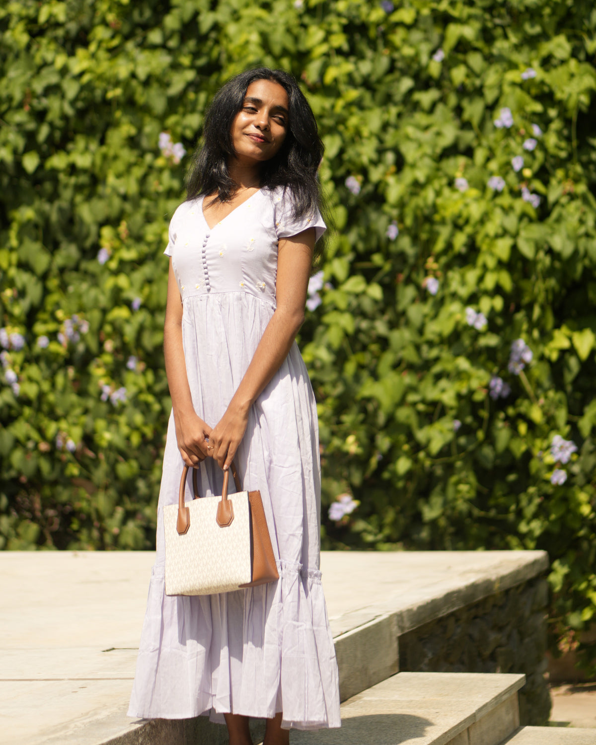 Lilac Petal Button Dress