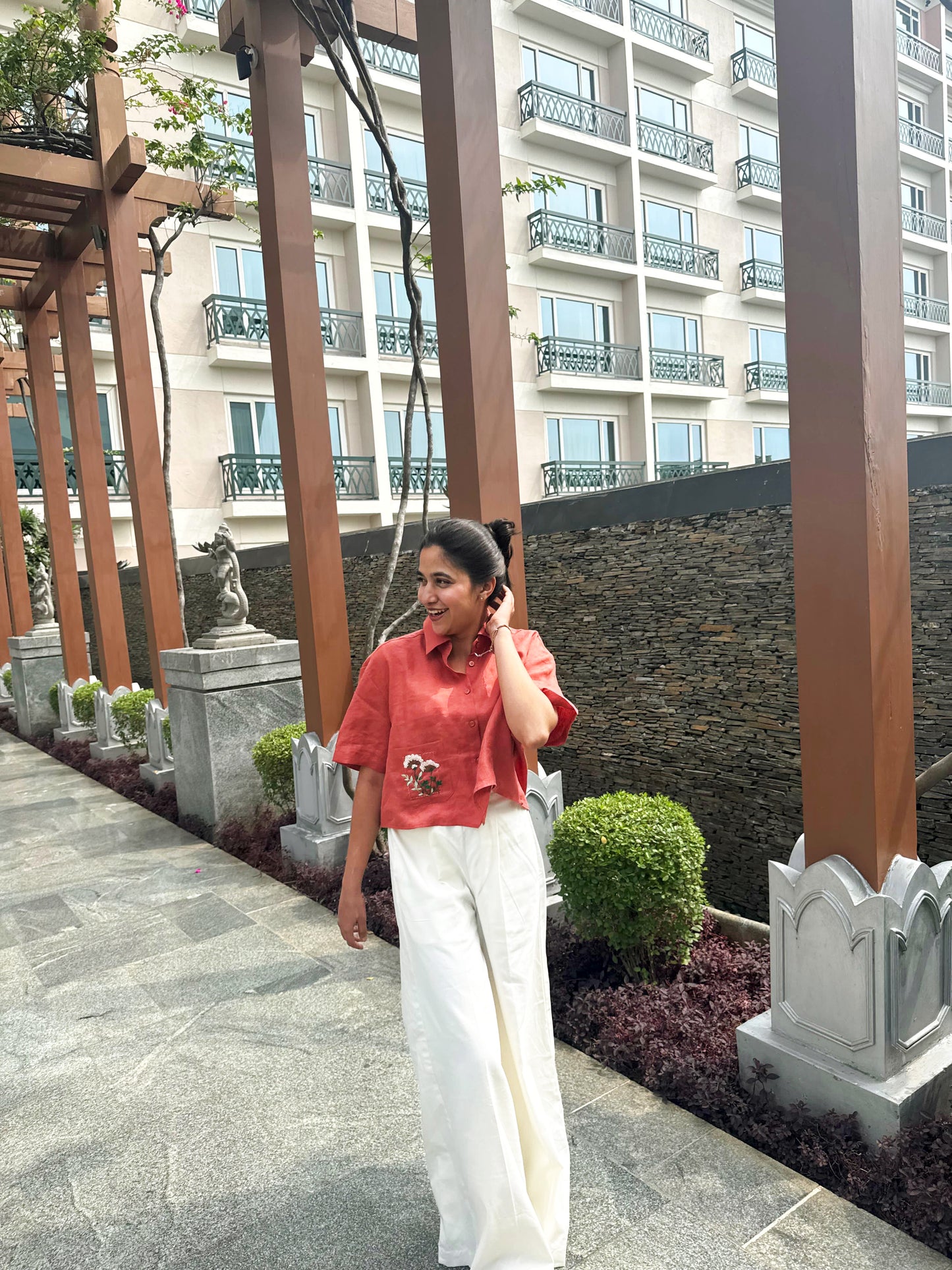 Terracotta linen shirt