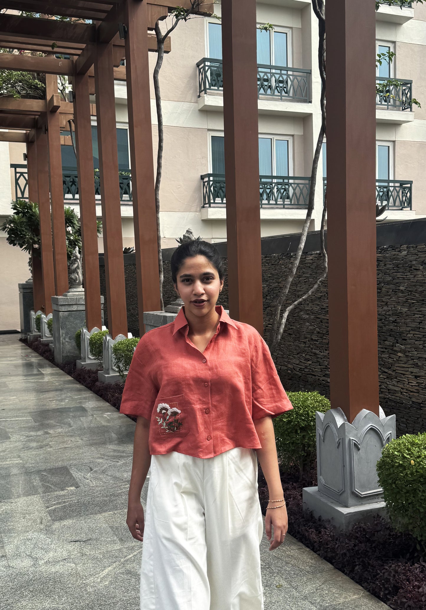 Terracotta linen shirt