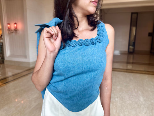 Denim Bloom Bustier