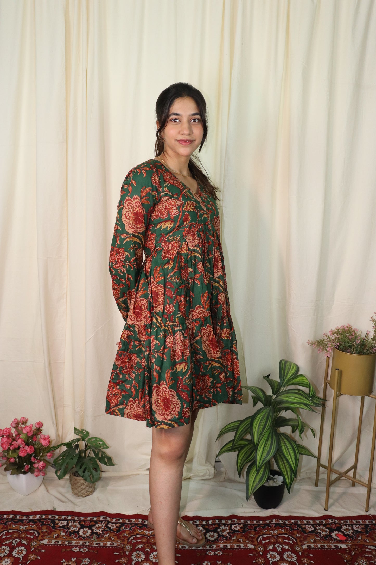 Green summer mini dress