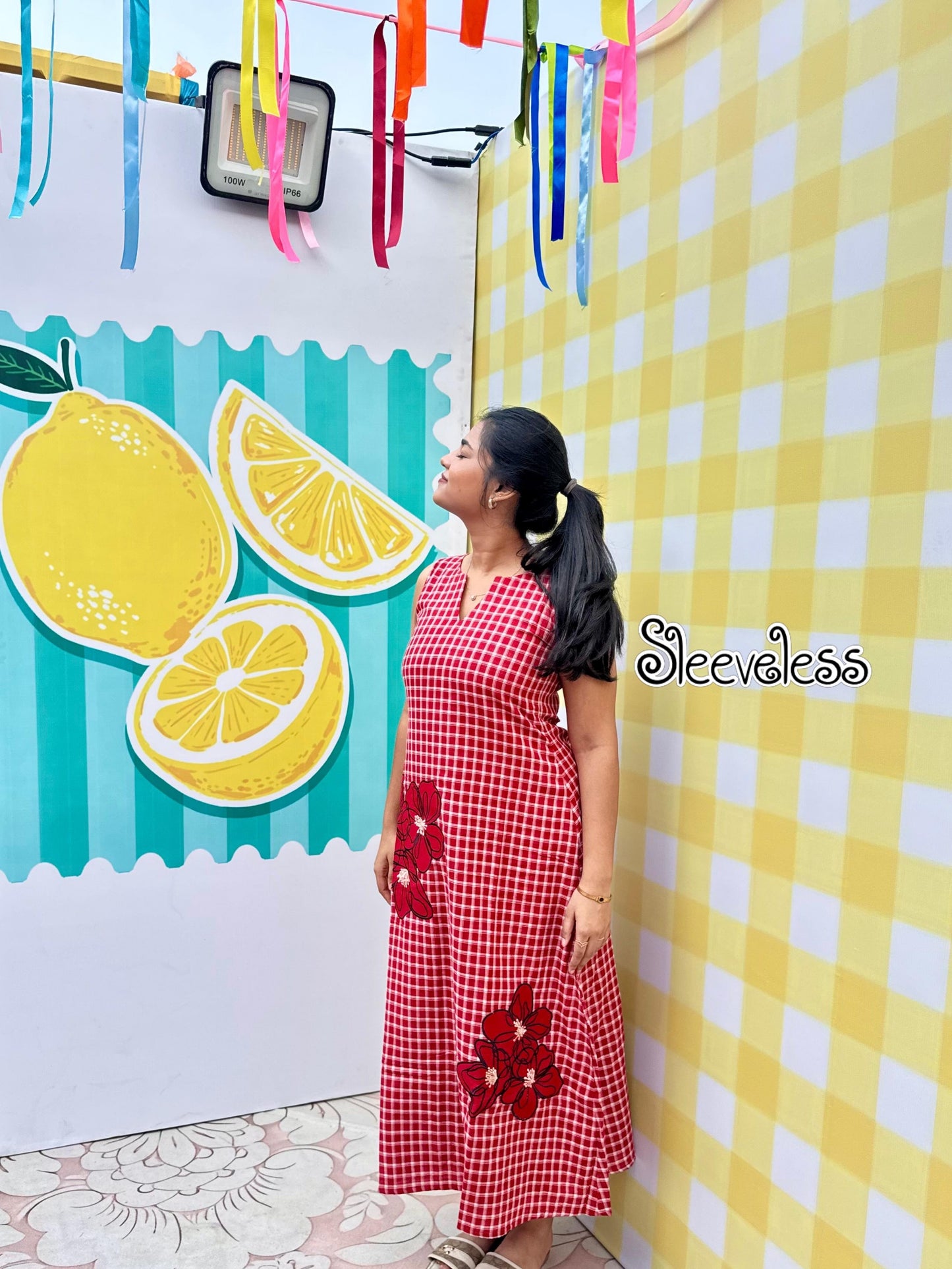 Scarlet Bloom Appliqué Dress
