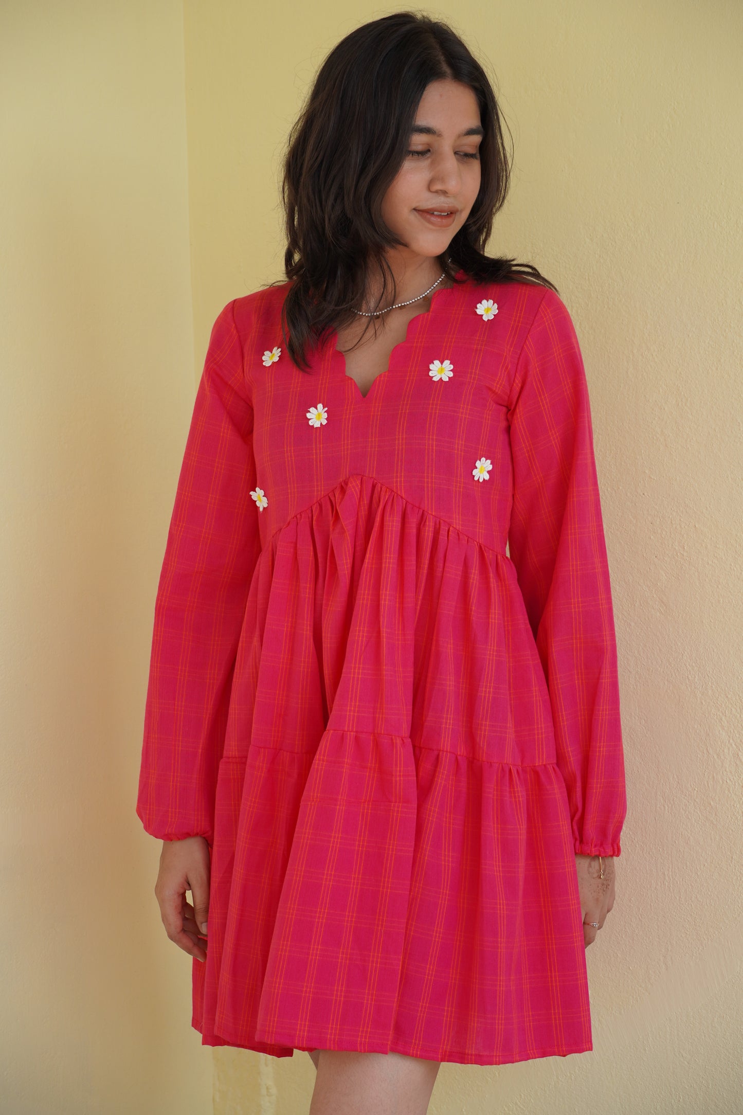 pink daisy mini dress