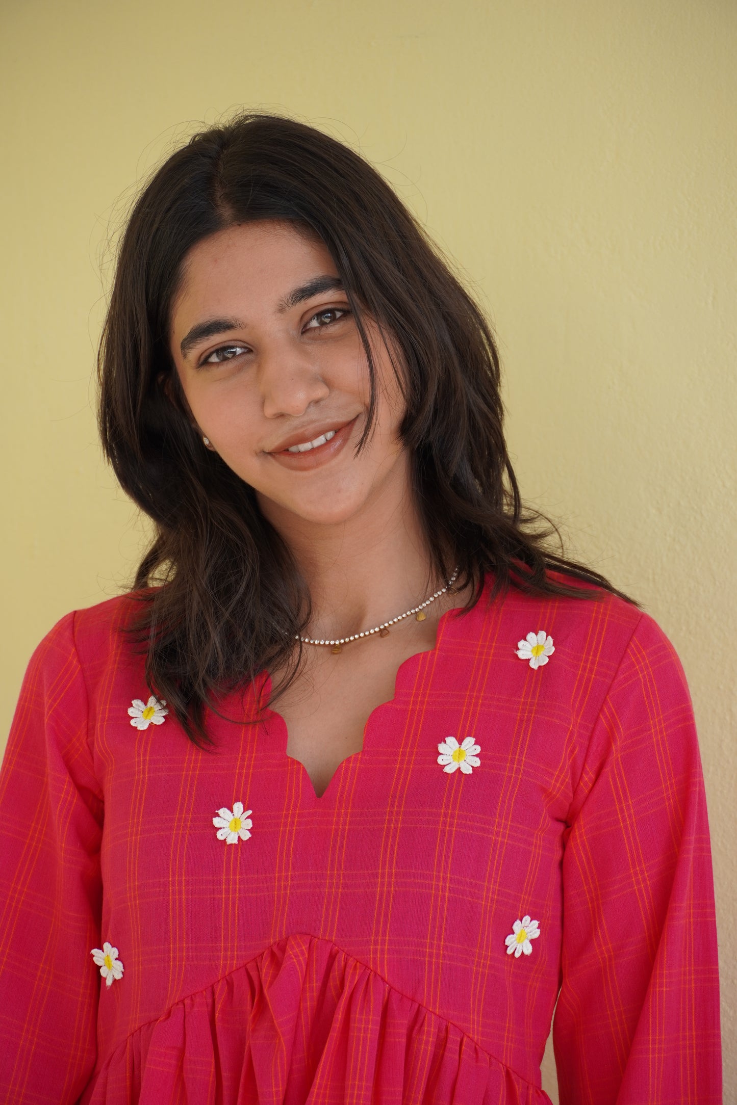 pink daisy mini dress