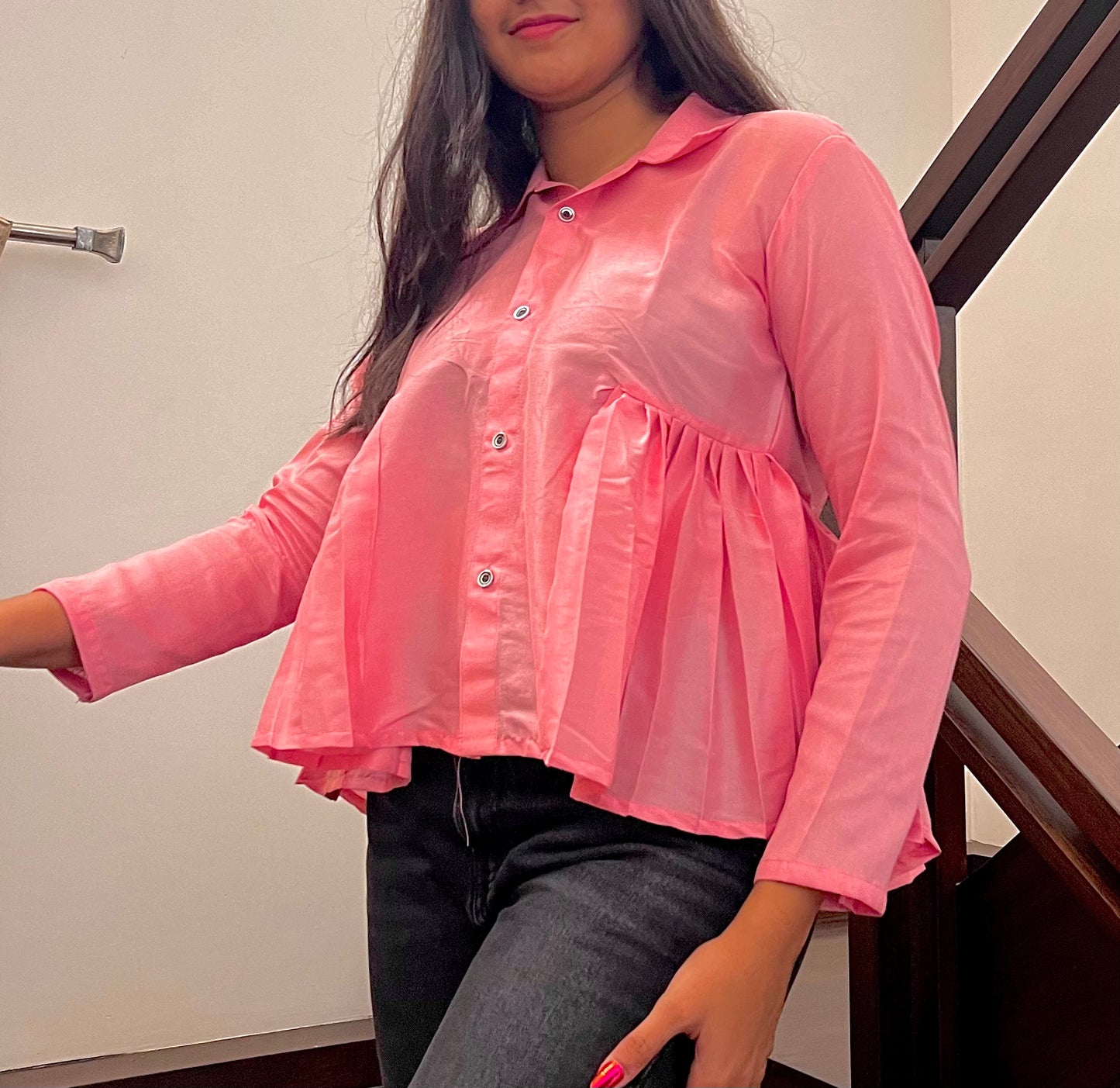 Pink frill shirt