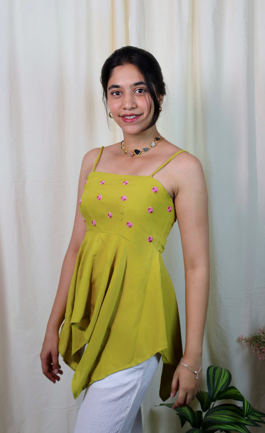 Green bloom peplum