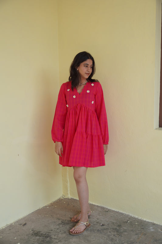 pink daisy mini dress