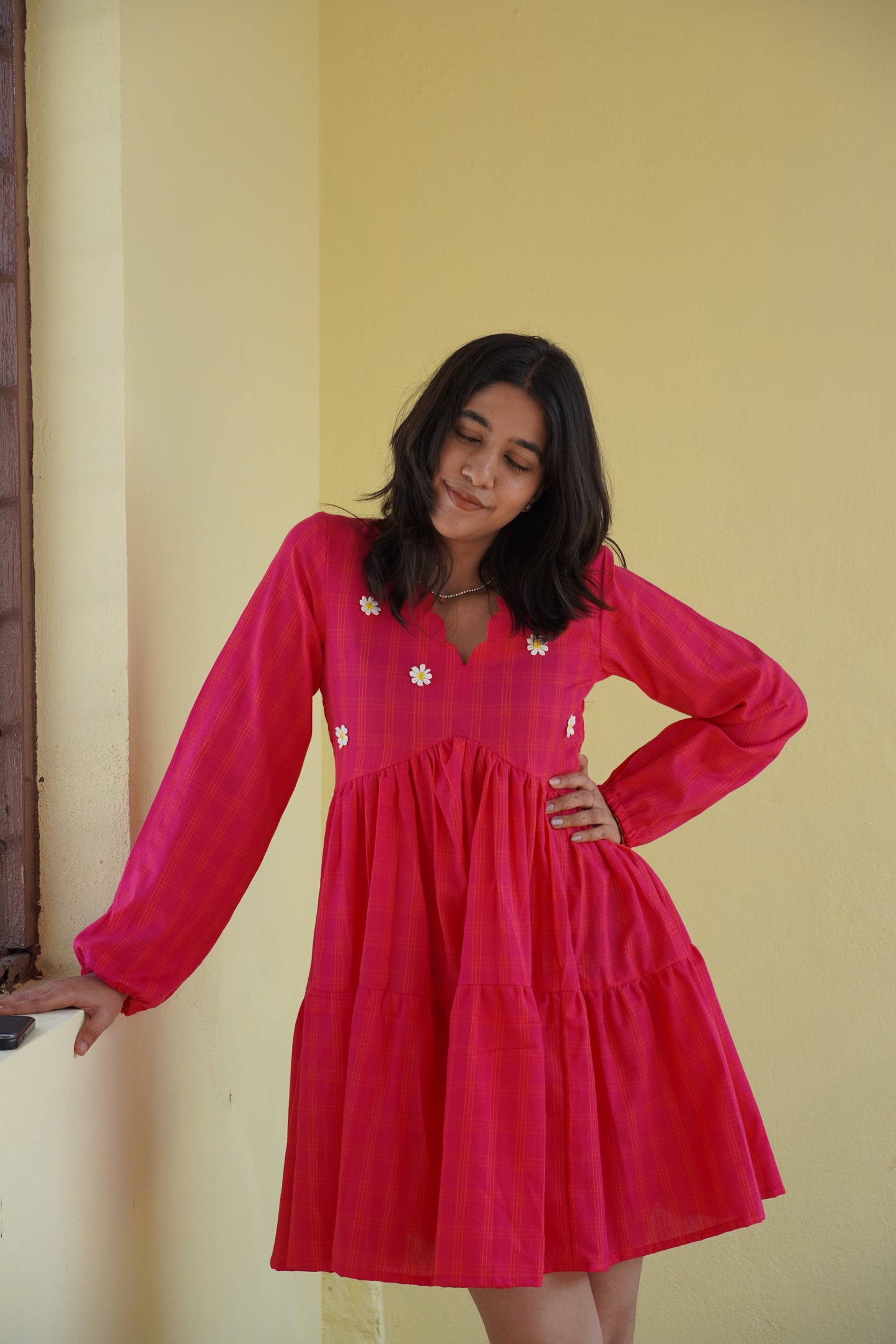 pink daisy mini dress