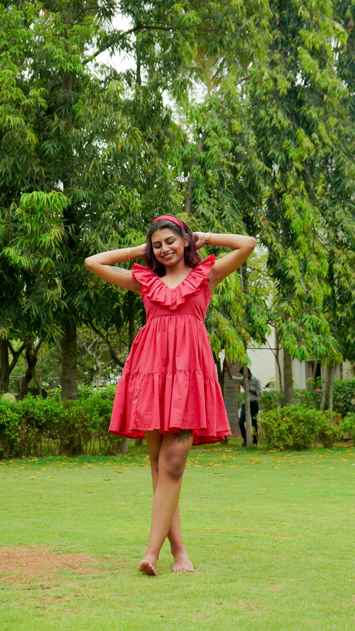 BERRY PINK RUFFLE MINI DRESS