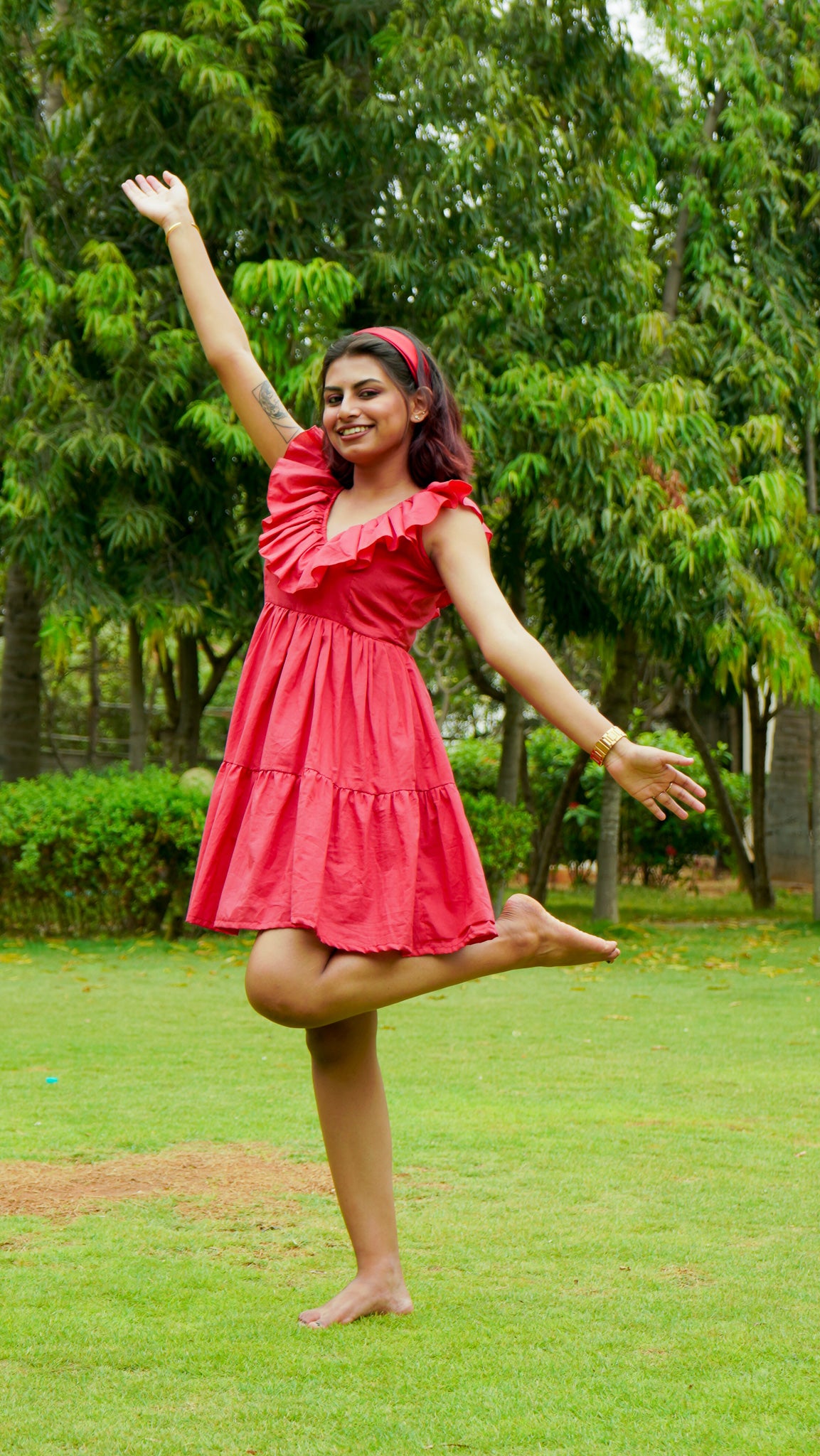 BERRY PINK RUFFLE MINI DRESS