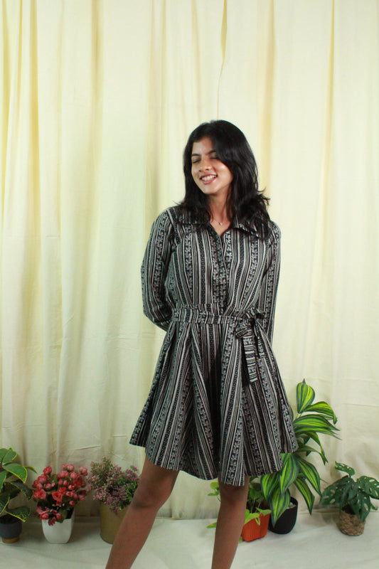 Mini shirtdress with belt(black)