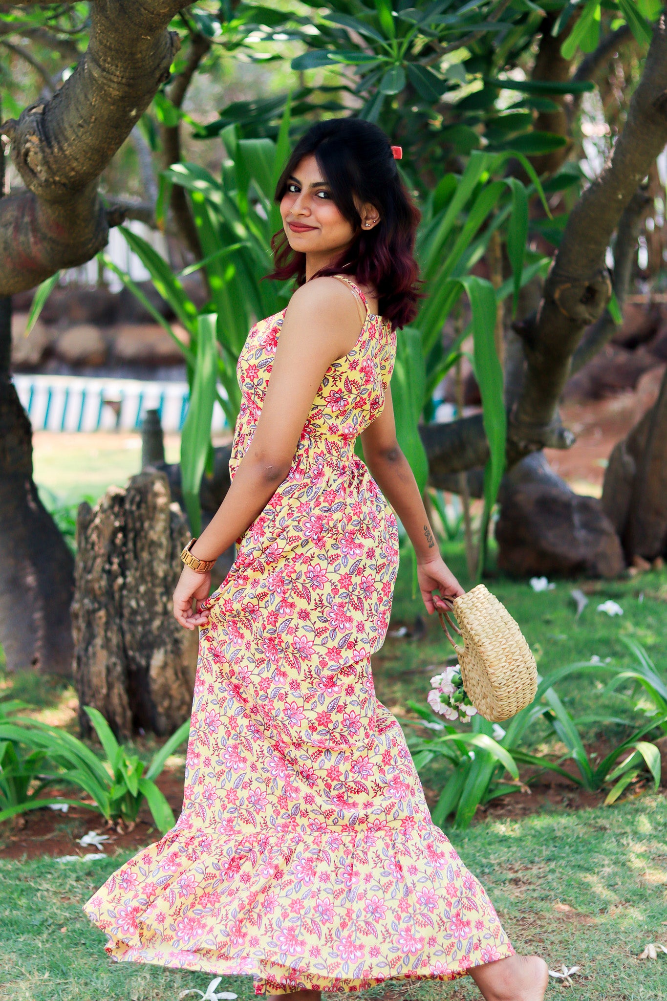 PINK DALIA PRINTED MAXI