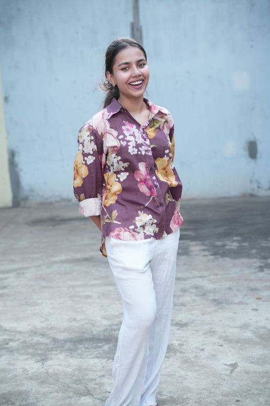 vintage peonies shirt