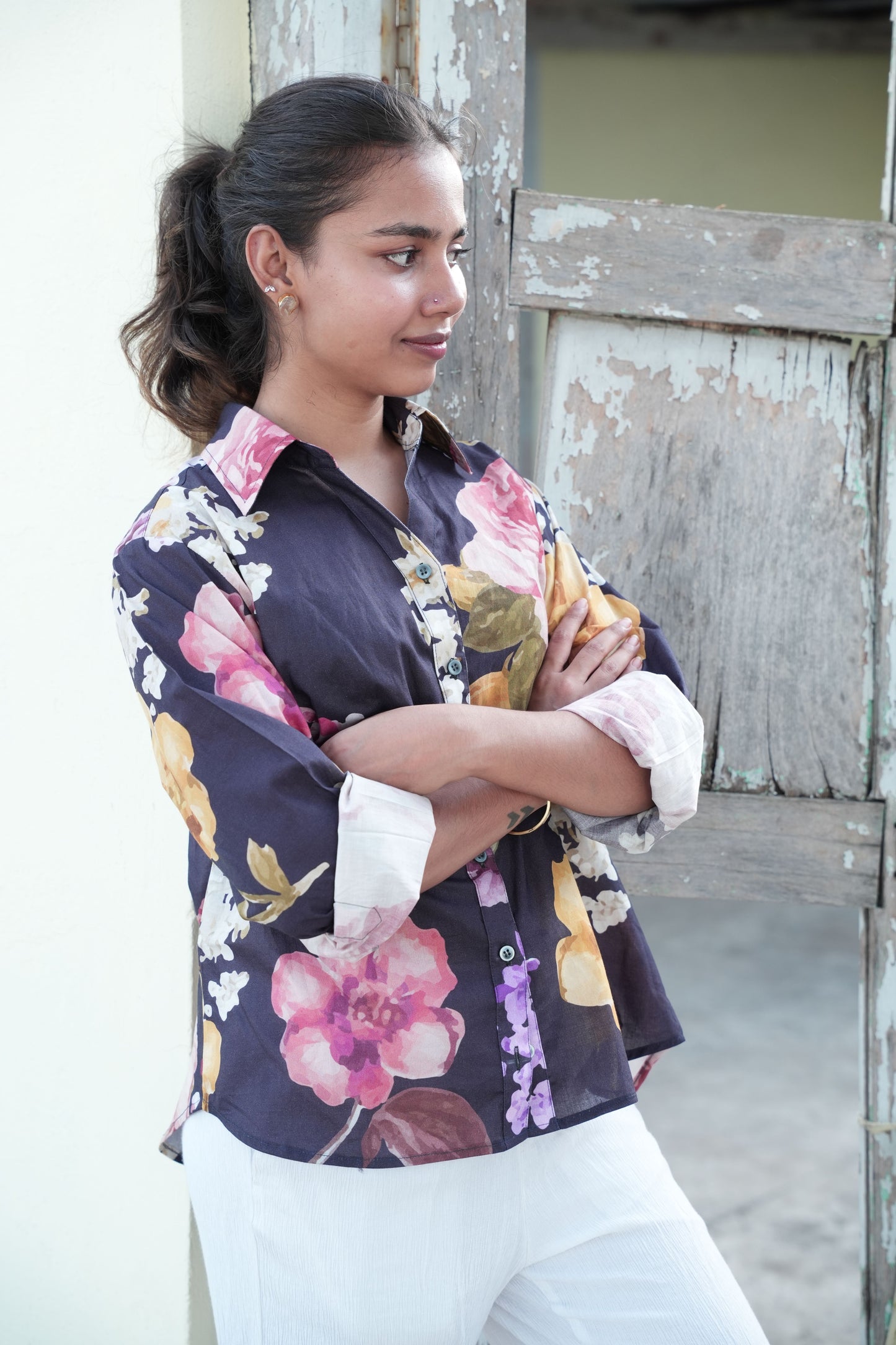 midnight peonies shirt