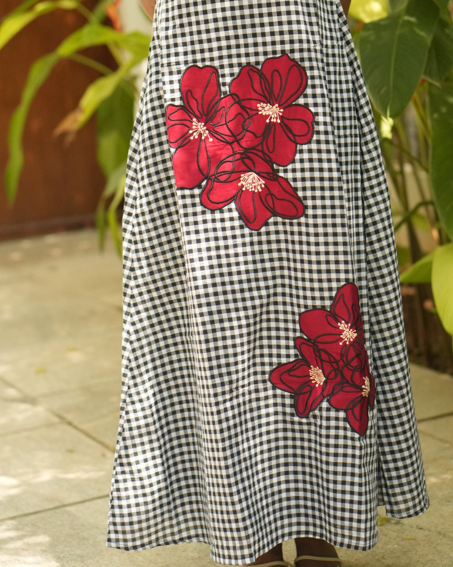 Noir Bloom Appliqué Dress