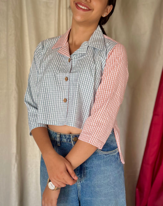 Checked crop shirt