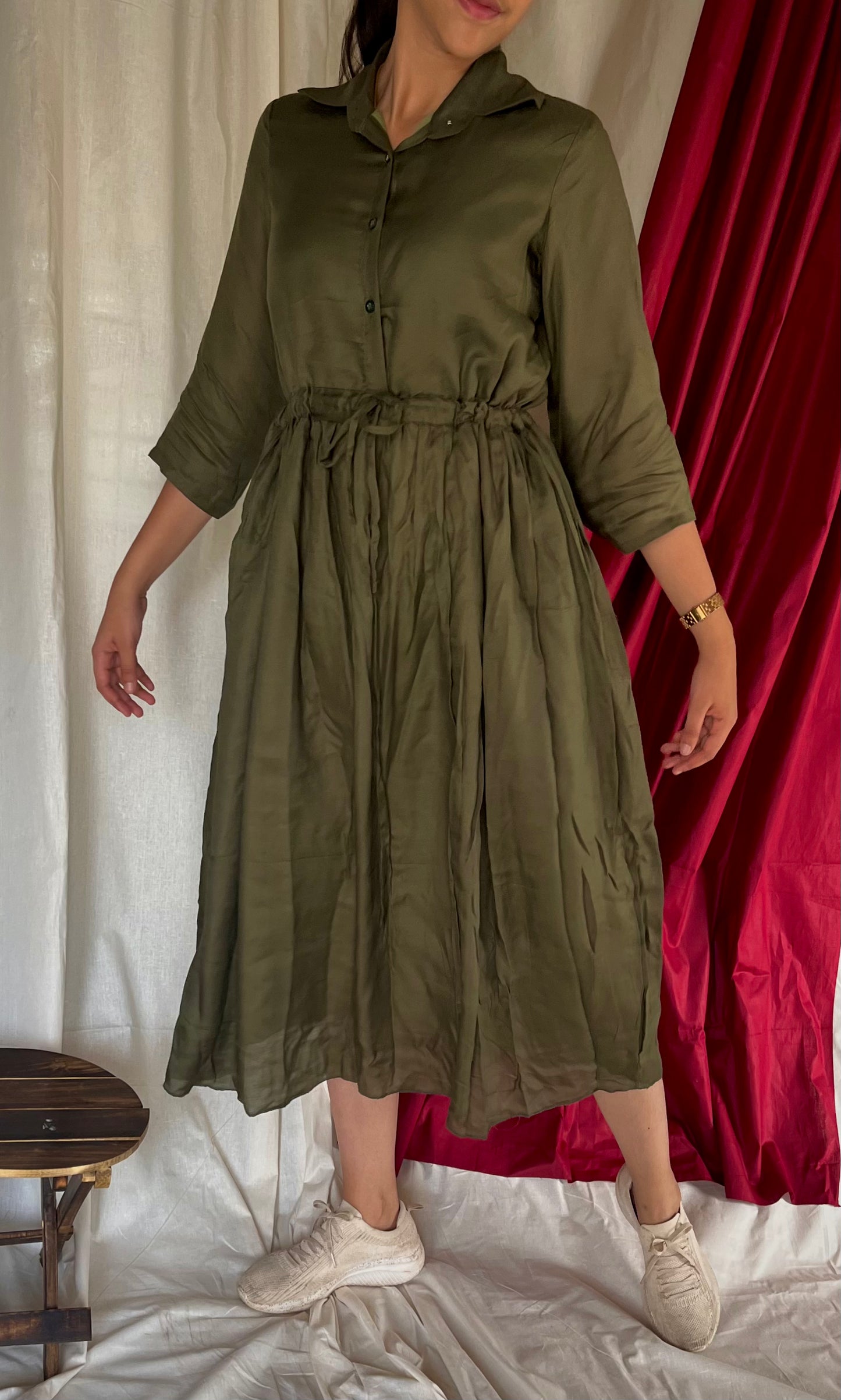 Plain olive dress