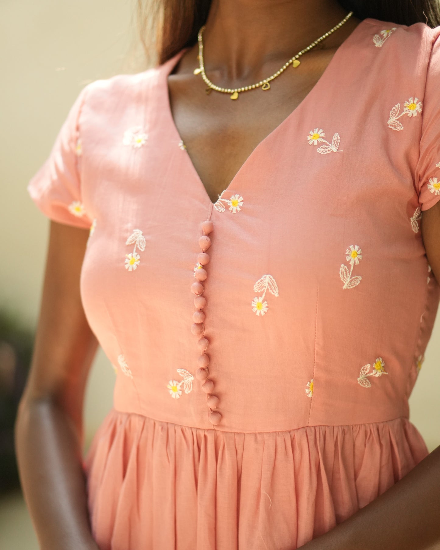 Peach Petal Button Dress