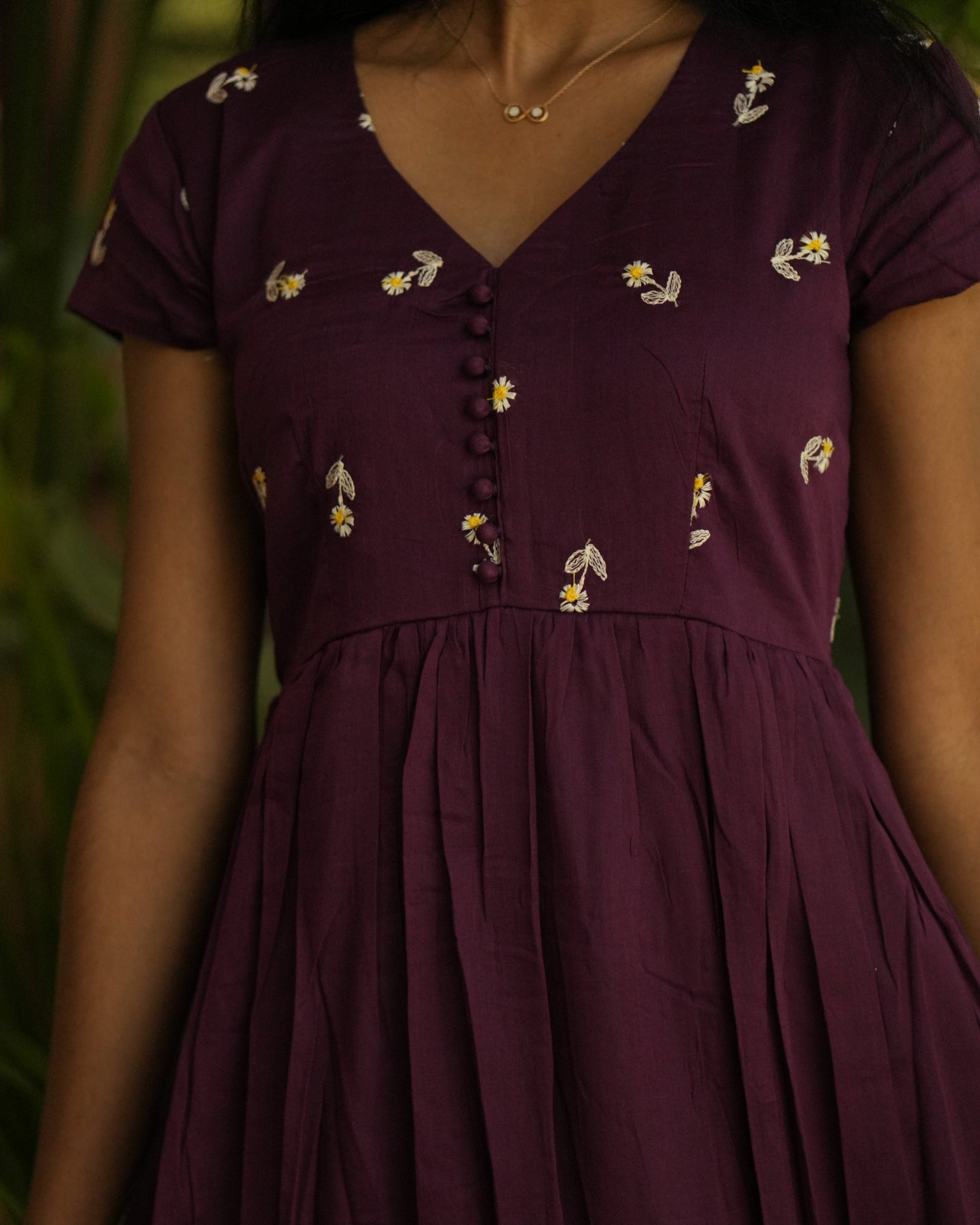 Wine Petal Button Dress
