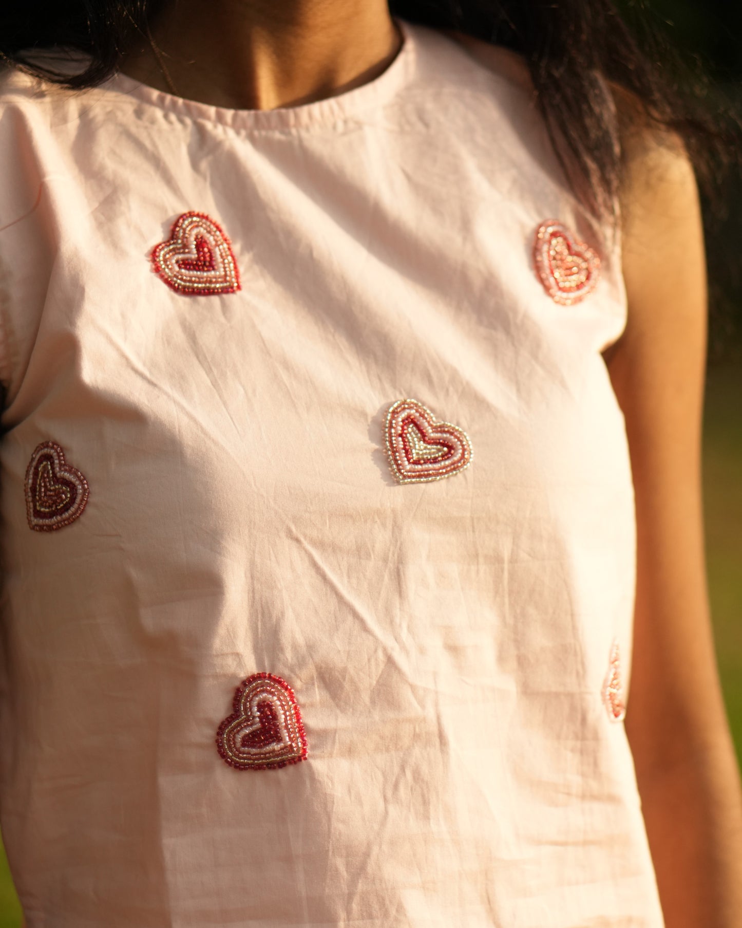 Blush Heart Hand-Embroidered Top