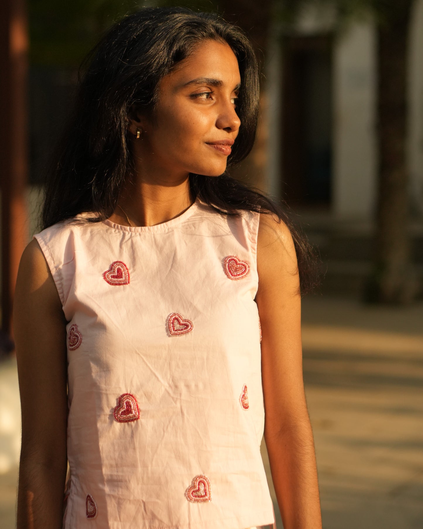 Blush Heart Hand-Embroidered Top